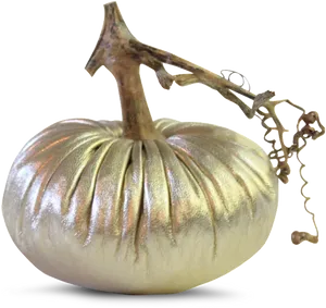 Metallic Golden Pumpkin Decor PNG Image