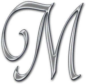 Metallic Letter M Design PNG Image