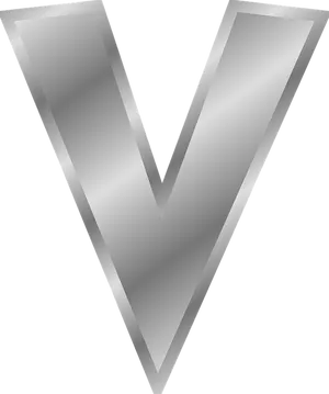 Metallic Letter V Design PNG Image