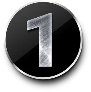 Metallic Number One Icon PNG Image