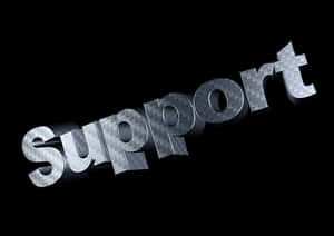 Metallic Support Text Graphic PNG with transparent background