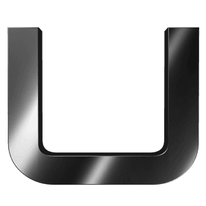 Metallic U Shaped Object PNG image with transparent background