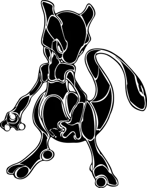 Mewtwo Outline Art PNG Image