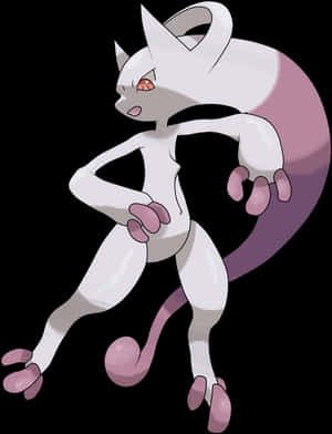 Mewtwo Pokemon Character Illustration PNG image with transparent background