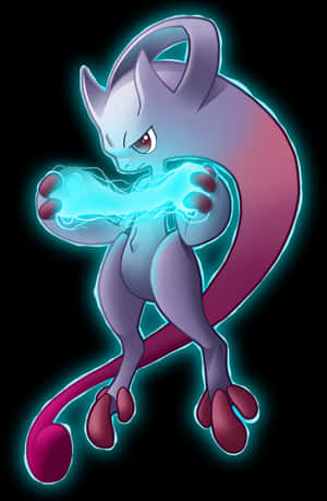 Mewtwo Psychic Power Display PNG image with transparent background
