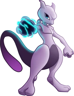 Mewtwo Psychic Power Pose PNG Image