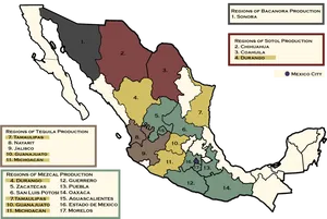 Mexican Spirits Production Regions Map PNG Image