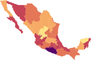 Mexico Color Coded Map PNG Image