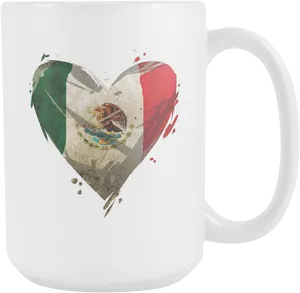 Mexico Flag Heart Mug Design PNG Image