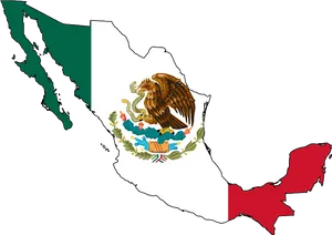 Mexico Mapwith Flag Design PNG Image