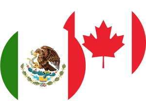 Mexicoand Canada Flags Together PNG Image