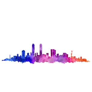 Miami Skyline Watercolor Effect Png Tmx7 PNG Image