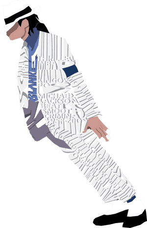 Michael Jackson Iconic Pose Word Art PNG image with transparent background