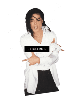 Michael Jackson White Shirt Pointing Pose PNG image with transparent background