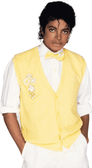 Michael Jackson Yellow Vest Portrait PNG image with transparent background