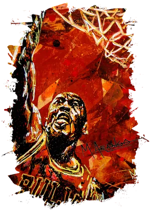 Michael Jordan Artistic Basketball Legend PNG Image