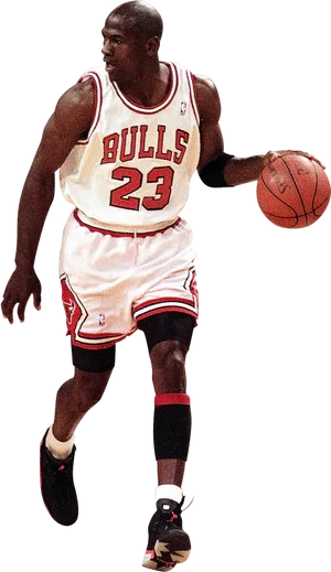 Michael Jordan Chicago Bulls23 Basketball Action PNG Image