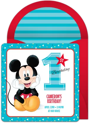 Mickey_ First_ Birthday_ Invitation PNG Image