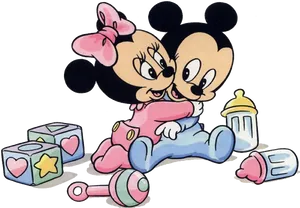 Mickey Minnie Baby Playtime PNG Image