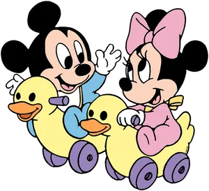 Mickey Minnie Ducklings Cartoon PNG Image