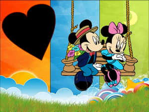Mickey Minnie Love Swing Cartoon PNG with transparent background