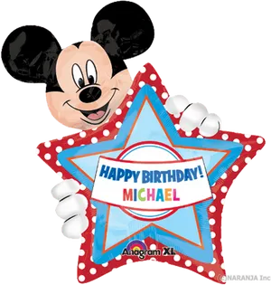 Mickey Mouse Birthday Balloon Celebration PNG Image