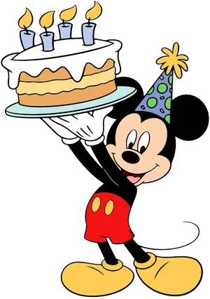 Mickey Mouse Celebratingwith Cake PNG Image