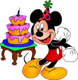 Mickey Mouse Celebration Cake PNG Image