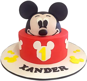 Mickey Mouse First Birthday Cake PNG Image