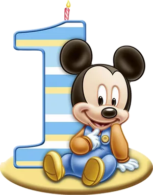 Mickey Mouse First Birthday Celebration PNG Image