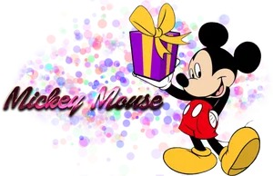 Mickey Mouse Holding Gift PNG Image