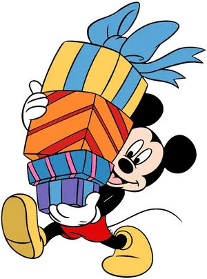 Mickey Mouse Holding Gifts PNG Image