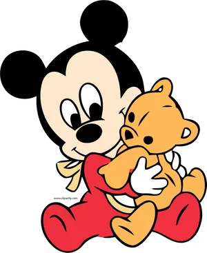 Mickey_ Mouse_ Hugging_ Teddy_ Bear PNG Image