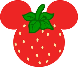 Mickey Mouse Inspired Strawberry Graphic PNG Image