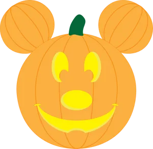 Mickey Mouse Pumpkin Carving Design PNG Image