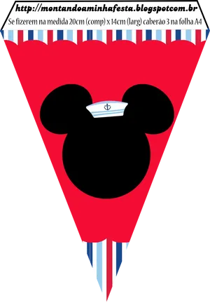 Mickey Mouse Sailor Banner Design PNG Image