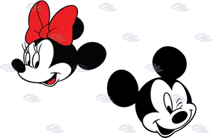 Mickey Mouse Silhouettewith Red Bow PNG Image