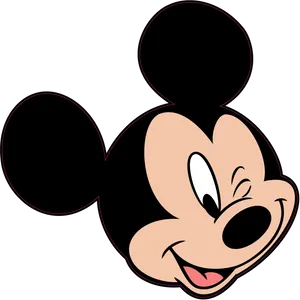 Mickey_ Mouse_ Smiling_ Face_ Vector PNG Image