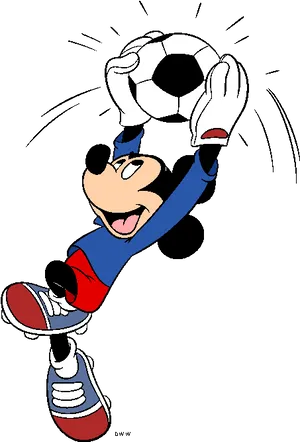 Mickey Mouse Soccer Player Cartoon PNG Image