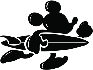 Mickey_ Mouse_ Surfing_ Silhouette.png PNG Image