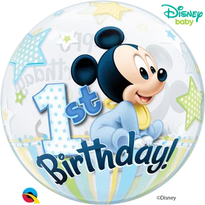 Mickey Mouse1st Birthday Celebration Balloon PNG Image