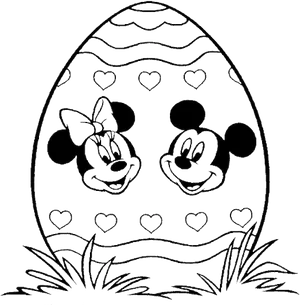 Mickeyand Minnie Easter Egg Sketch PNG Image