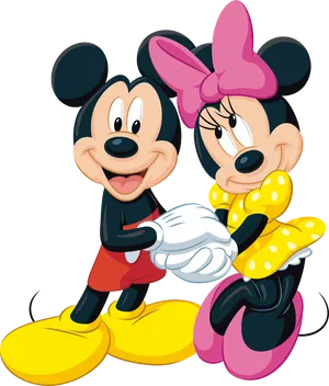 Mickeyand Minnie Holding Hands PNG Image