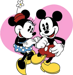 Mickeyand Minnie Love Illustration PNG Image