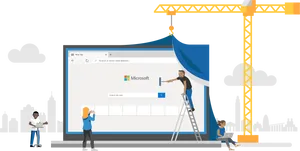 Microsoft Edge Browser Construction Illustration PNG Image