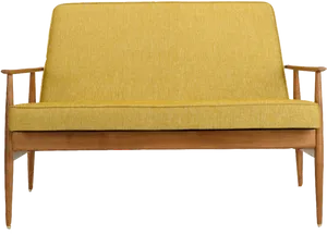 Mid Century Modern Yellow Sofa PNG Image