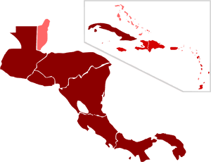 Central America Map Png Clip Art Black And White Download - Central America Map Red, Transparent Png PNG with transparent background