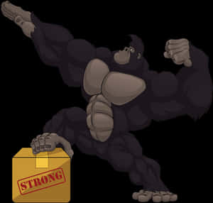 Mighty Gorilla Carrying Strong Box PNG image with transparent background