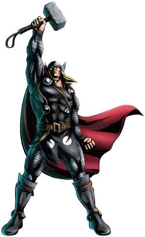 Mighty_ Thor_ Holding_ Mjolnir PNG Image