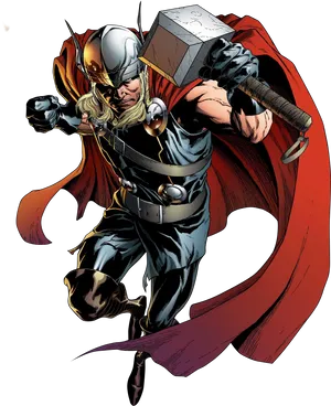 Mighty Thor With Mjolnir PNG Image